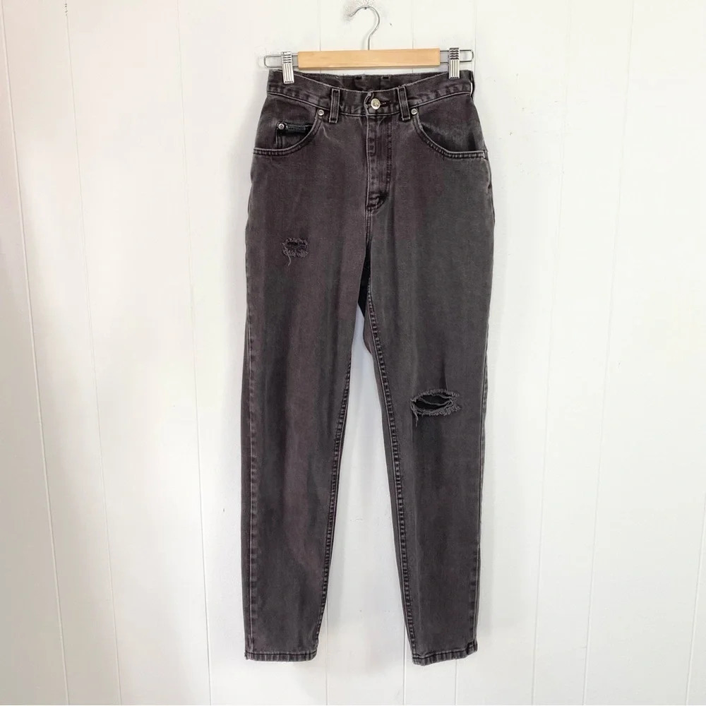 Lee Vintage 90s  Jeans Faded Distressed Faded Brown High Rise 26” X 30”‎  Mom